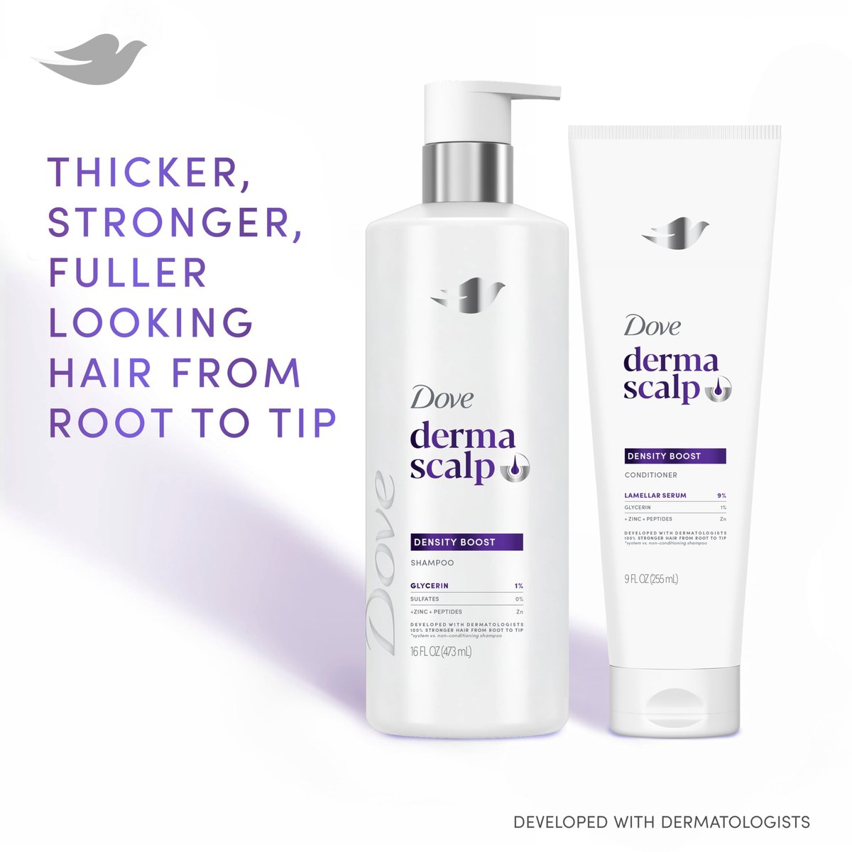 Dove Derma Scalp Density Boost Shampoo with Glycerin, Sulfates & Zinc + Peptides – 16 oz - görsel 6