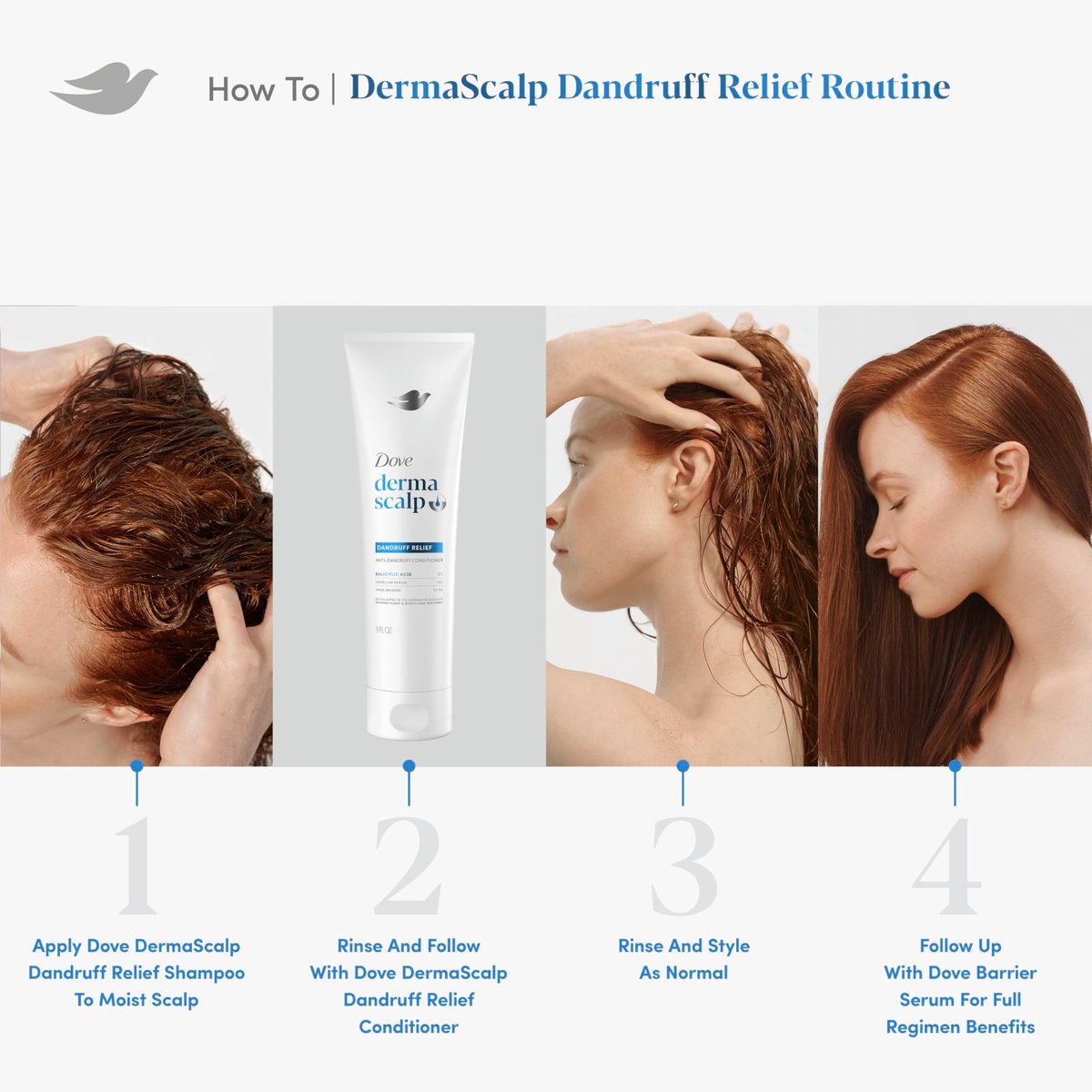 Dove Derma Scalp Dandruff Relief Conditioner with Salicylic Acid, Lamellar Serum & Niacinamide - 9 fl oz - görsel 13
