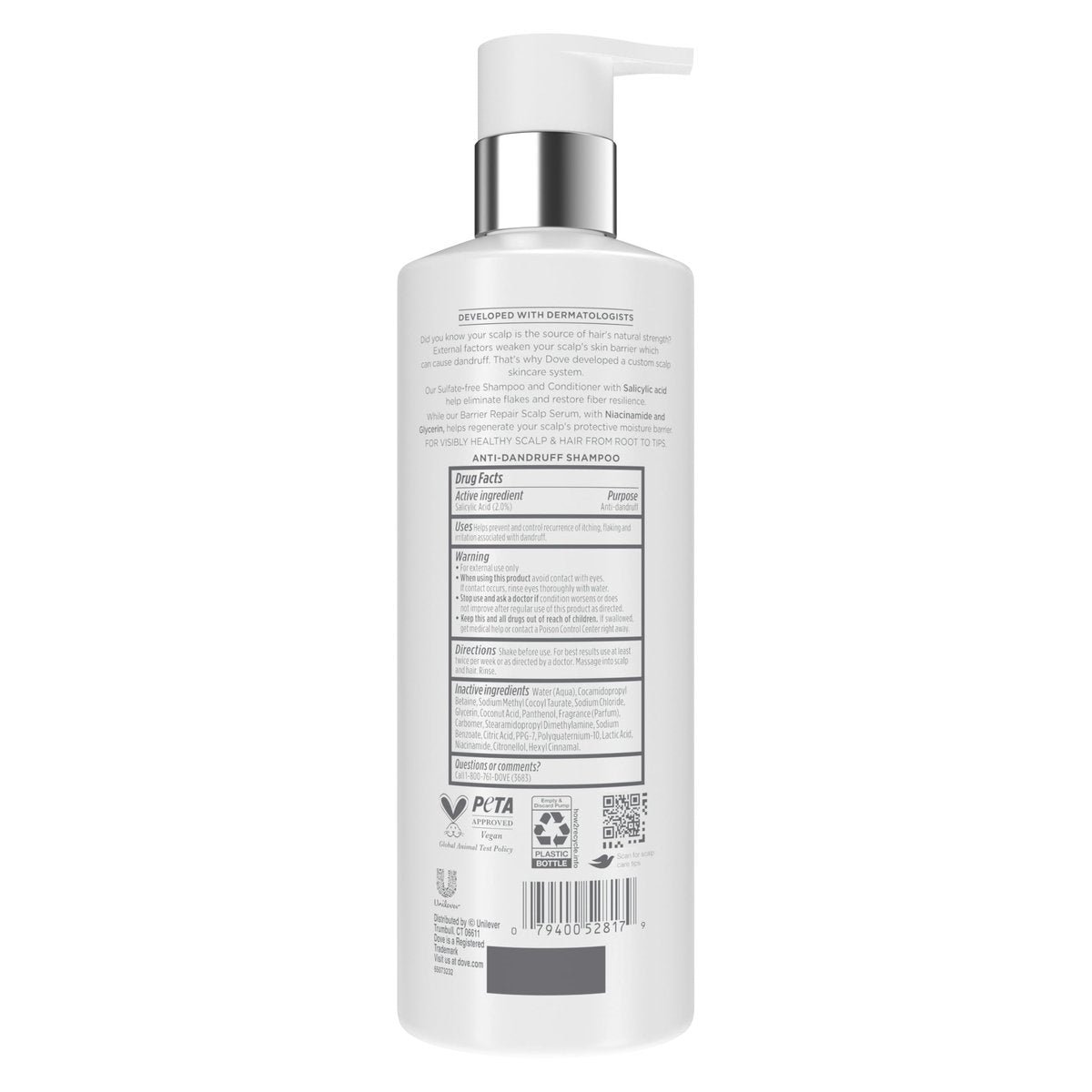 Dove Derma Scalp Dandruff Relief Shampoo with Salicylic Acid & Niacinamide – 16 fl oz - görsel 4