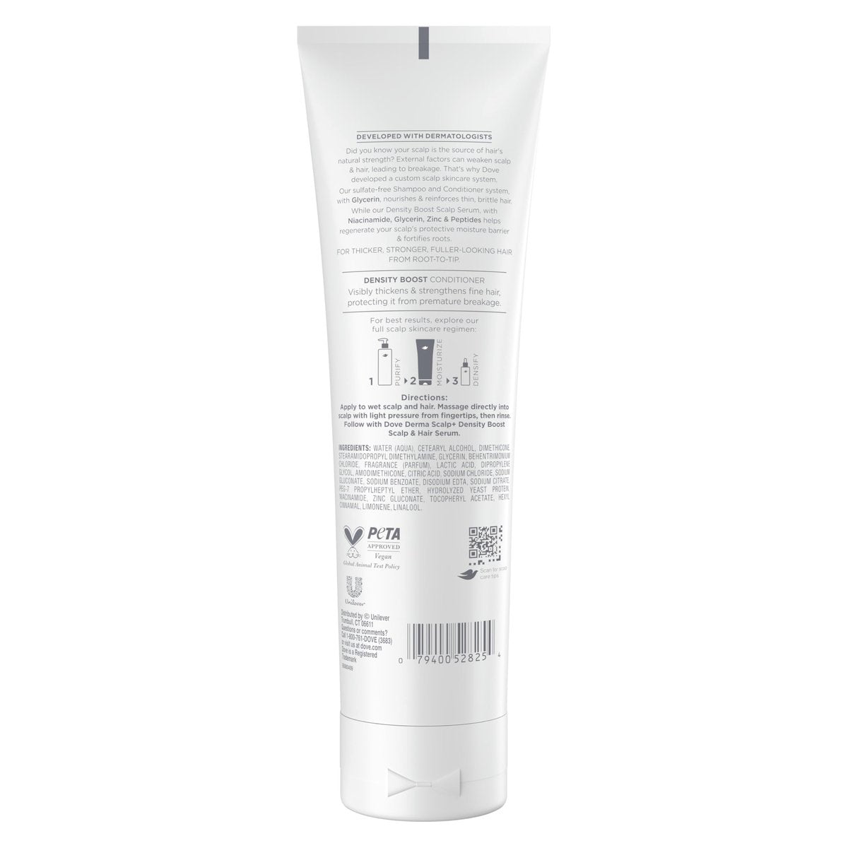 Dove Derma Scalp Density Boost Conditioner with Lamellar Serum, Glycerin, Zinc & Peptides for Hair Loss and Breakage, 9 oz - görsel 3