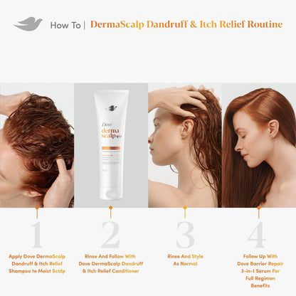 Dove Derma Scalp Dandruff & Itch Relief Conditioner with Pyrithione Zinc, Lamellar Serum & Niacinamide – 9 Fl Oz