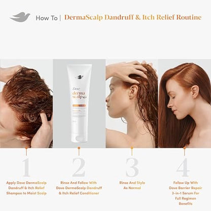 Dove Derma Scalp Dandruff & Itch Relief Conditioner with Pyrithione Zinc, Lamellar Serum & Niacinamide – 9 Fl Oz