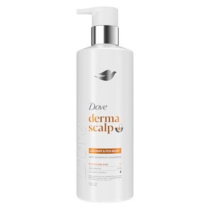 Dove Derma Scalp Dandruff & Itch Relief Shampoo with Pyrithione Zinc, Niacinamide and Coconut Essence – 16 Fl Oz
