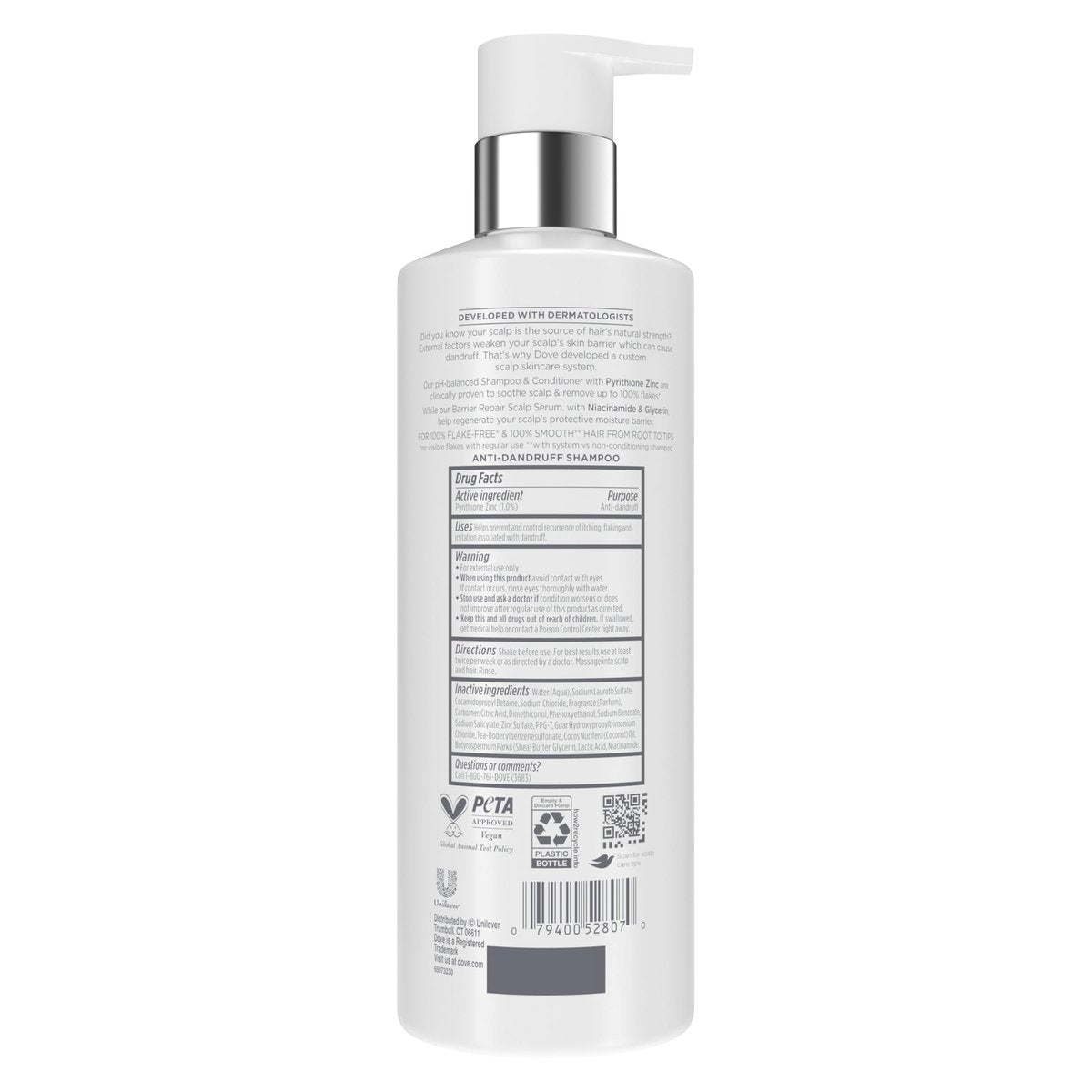 Dove Derma Scalp Dandruff & Itch Relief Shampoo with Pyrithione Zinc, Niacinamide and Coconut Essence – 16 Fl Oz - görsel 3