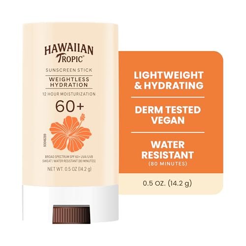 Hawaiian Tropic Weightless Hydration Sunscreen Stick SPF 60+ - Travel Size Face & Body Sunblock, Oil Free, Non Comedogenic, 0.5 oz - görsel 3