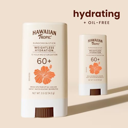 Hawaiian Tropic Weightless Hydration Sunscreen Stick SPF 60+ - Travel Size Face & Body Sunblock, Oil Free, Non Comedogenic, 0.5 oz - görsel 5