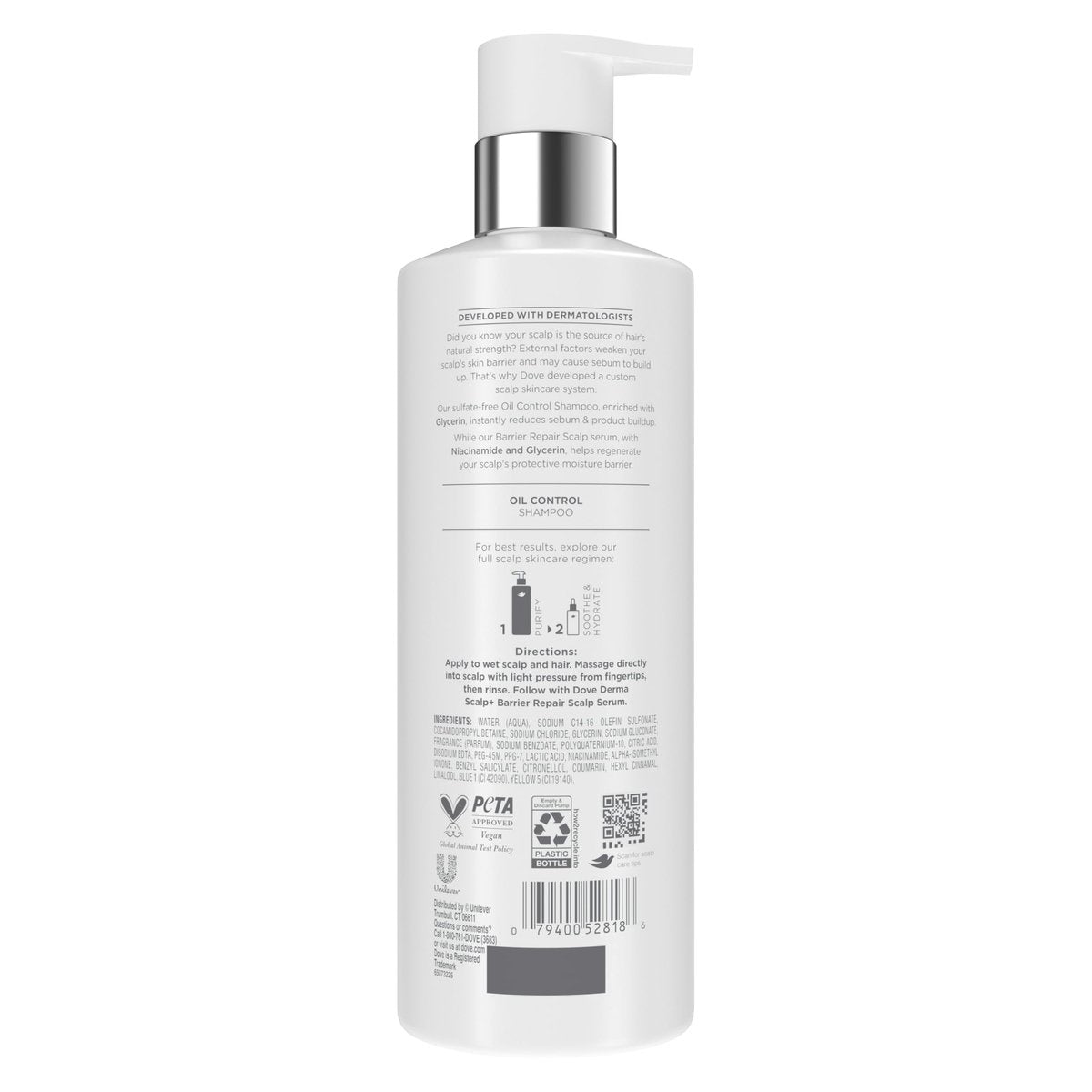 Dove Derma Scalp Oil Control Shampoo with Glycerin, Niacinamide, Sulfates – 16 Fl Oz - görsel 3