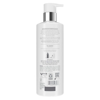 Dove Derma Scalp Oil Control Shampoo with Glycerin, Niacinamide, Sulfates – 16 Fl Oz