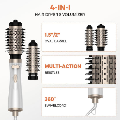 3 in 1 Rotating Hair Dryer Brush - White | OKWRAP Avelisse