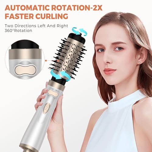 3 in 1 Rotating Hair Dryer Brush - White | OKWRAP Avelisse