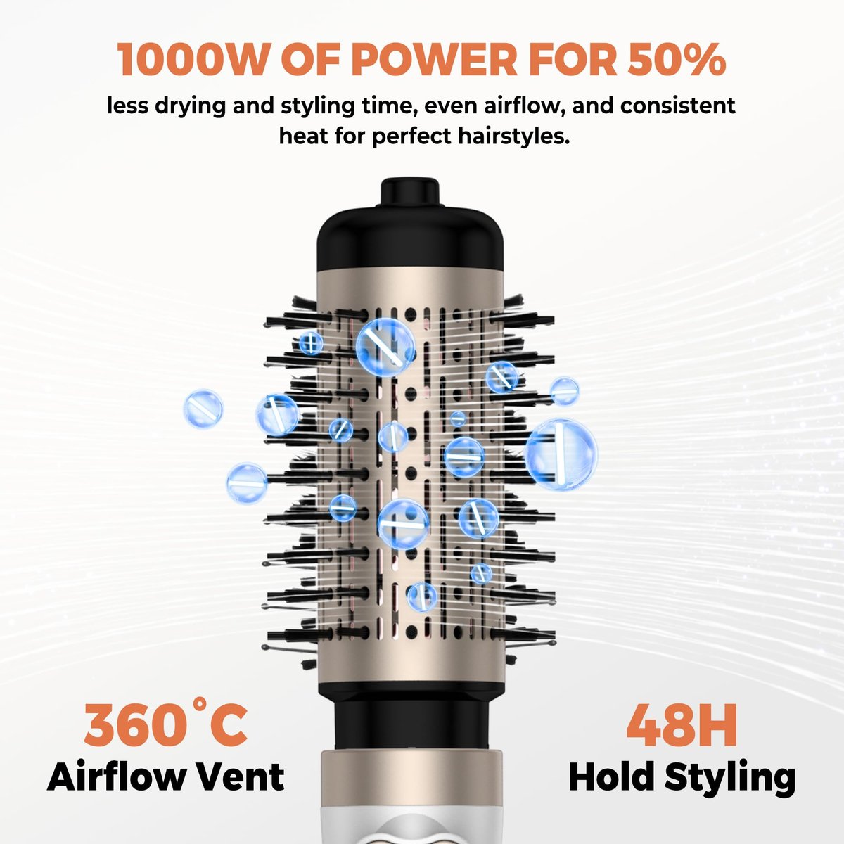 3 in 1 Rotating Hair Dryer Brush - White | OKWRAP Avelisse