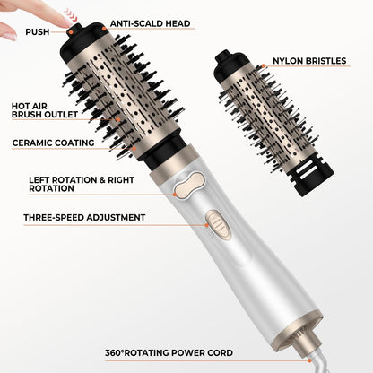 3 in 1 Rotating Hair Dryer Brush - White | OKWRAP Avelisse