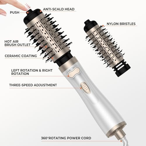 3 in 1 Rotating Hair Dryer Brush - White | OKWRAP Avelisse