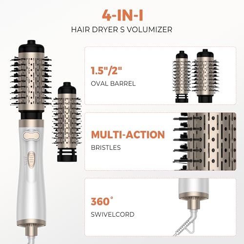 3 in 1 Rotating Hair Dryer Brush - White | OKWRAP Avelisse