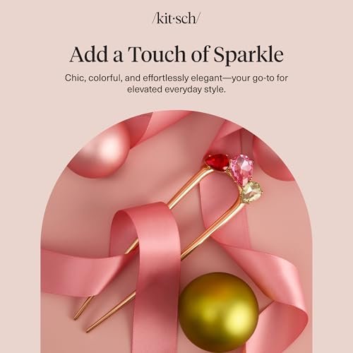 Kitsch French Hair Pin for Women – Gold Hair Accessories with Gemstone Accents, Lightweight Metal Hair Stick for Effortless Updos, Twists & Buns - görsel 16