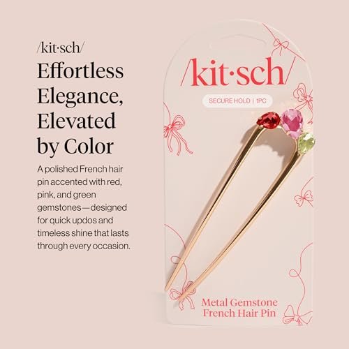 Kitsch French Hair Pin for Women – Gold Hair Accessories with Gemstone Accents, Lightweight Metal Hair Stick for Effortless Updos, Twists & Buns - görsel 4