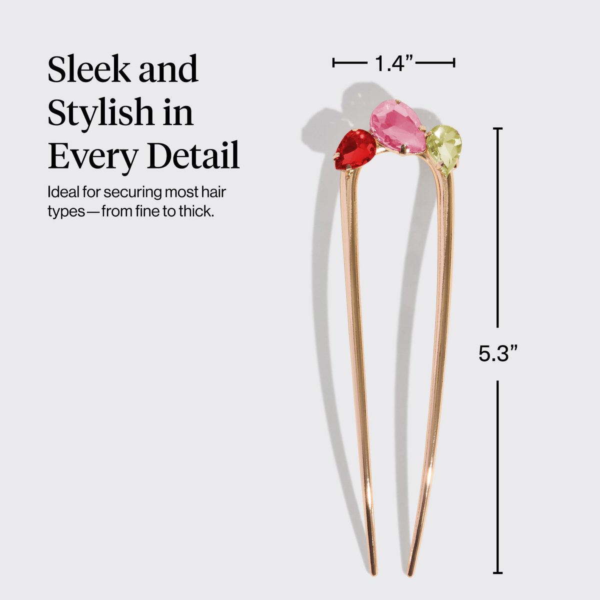 Kitsch French Hair Pin for Women – Gold Hair Accessories with Gemstone Accents, Lightweight Metal Hair Stick for Effortless Updos, Twists & Buns - görsel 9