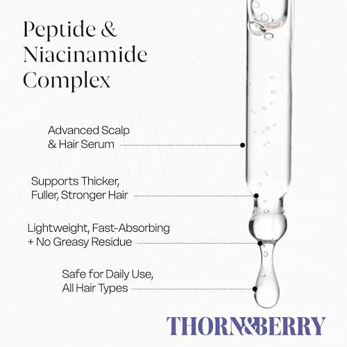 THORN & BERRY Hair Growth Serum for Thinning Hair | Thicker Fuller Hair Thickening Serum with Rosemary Oil, Saw Palmetto, Biotin, Multi Peptides, Redensyl & Caffeine | Density DHT Blocker for Women Avelisse