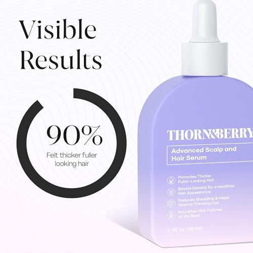 THORN & BERRY Hair Growth Serum for Thinning Hair | Thicker Fuller Hair Thickening Serum with Rosemary Oil, Saw Palmetto, Biotin, Multi Peptides, Redensyl & Caffeine | Density DHT Blocker for Women Avelisse