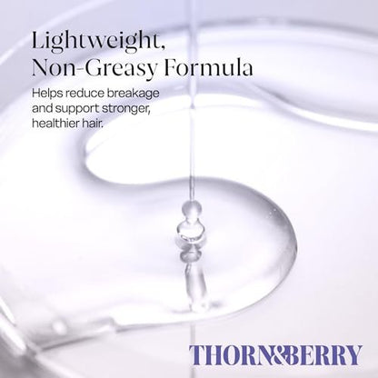 THORN & BERRY Hair Growth Serum for Thinning Hair | Thicker Fuller Hair Thickening Serum with Rosemary Oil, Saw Palmetto, Biotin, Multi Peptides, Redensyl & Caffeine | Density DHT Blocker for Women Avelisse