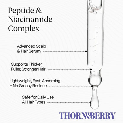 THORN & BERRY Hair Growth Serum for Thinning Hair | Thicker Fuller Hair Thickening Serum with Rosemary Oil, Saw Palmetto, Biotin, Multi Peptides, Redensyl & Caffeine | Density DHT Blocker for Women Avelisse