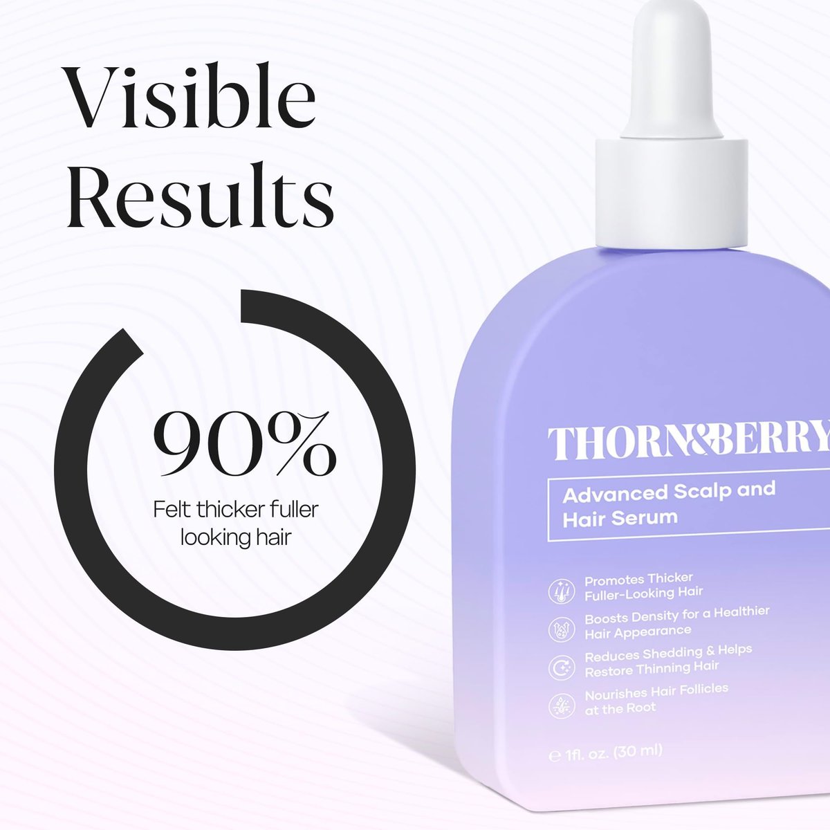 THORN & BERRY Hair Growth Serum for Thinning Hair | Thicker Fuller Hair Thickening Serum with Rosemary Oil, Saw Palmetto, Biotin, Multi Peptides, Redensyl & Caffeine | Density DHT Blocker for Women Avelisse