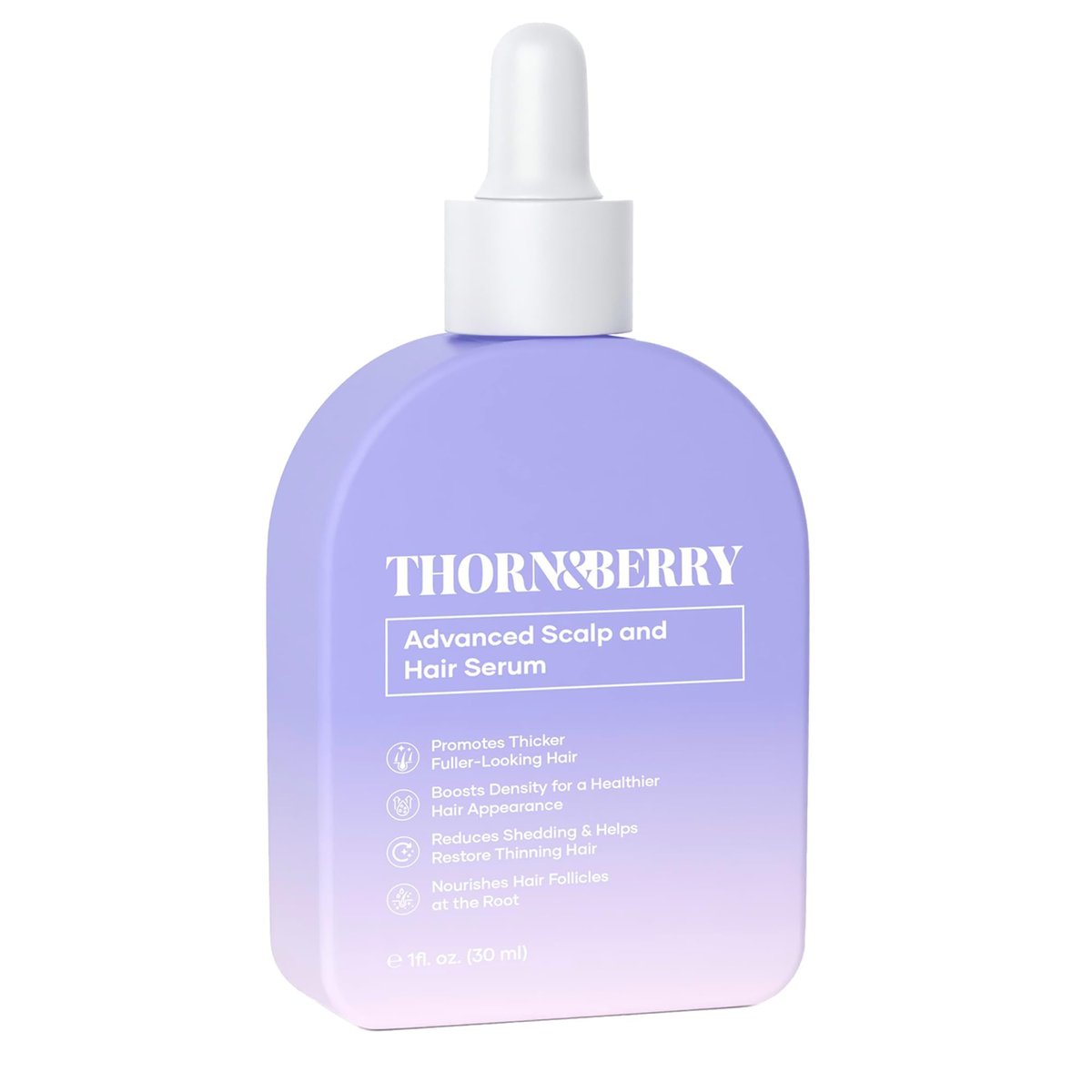 THORN & BERRY Hair Growth Serum for Thinning Hair | Thicker Fuller Hair Thickening Serum with Rosemary Oil, Saw Palmetto, Biotin, Multi Peptides, Redensyl & Caffeine | Density DHT Blocker for Women Avelisse