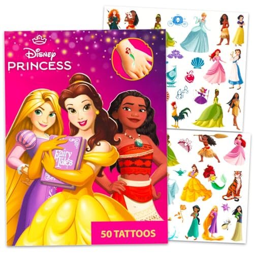 Disney Tattoos Party Favor Set for Girls - 150 Temporary Tattoos Featuring Minnie Mouse, Disney Princess and Frozen with Stickers (6 Tattoo Sheets) - görsel 8