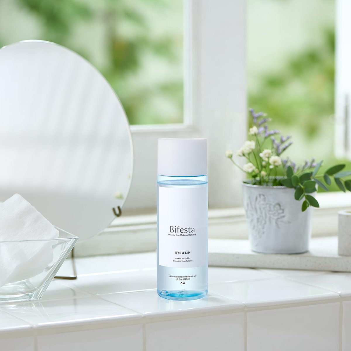 Bifesta Eye & Lip Micellar Makeup Remover 4.9 fl oz (145ml) – Dual-Phase Waterproof Makeup Remover, Non-Greasy, Fragrance-Free by MANDOM, Made in Japan Avelisse