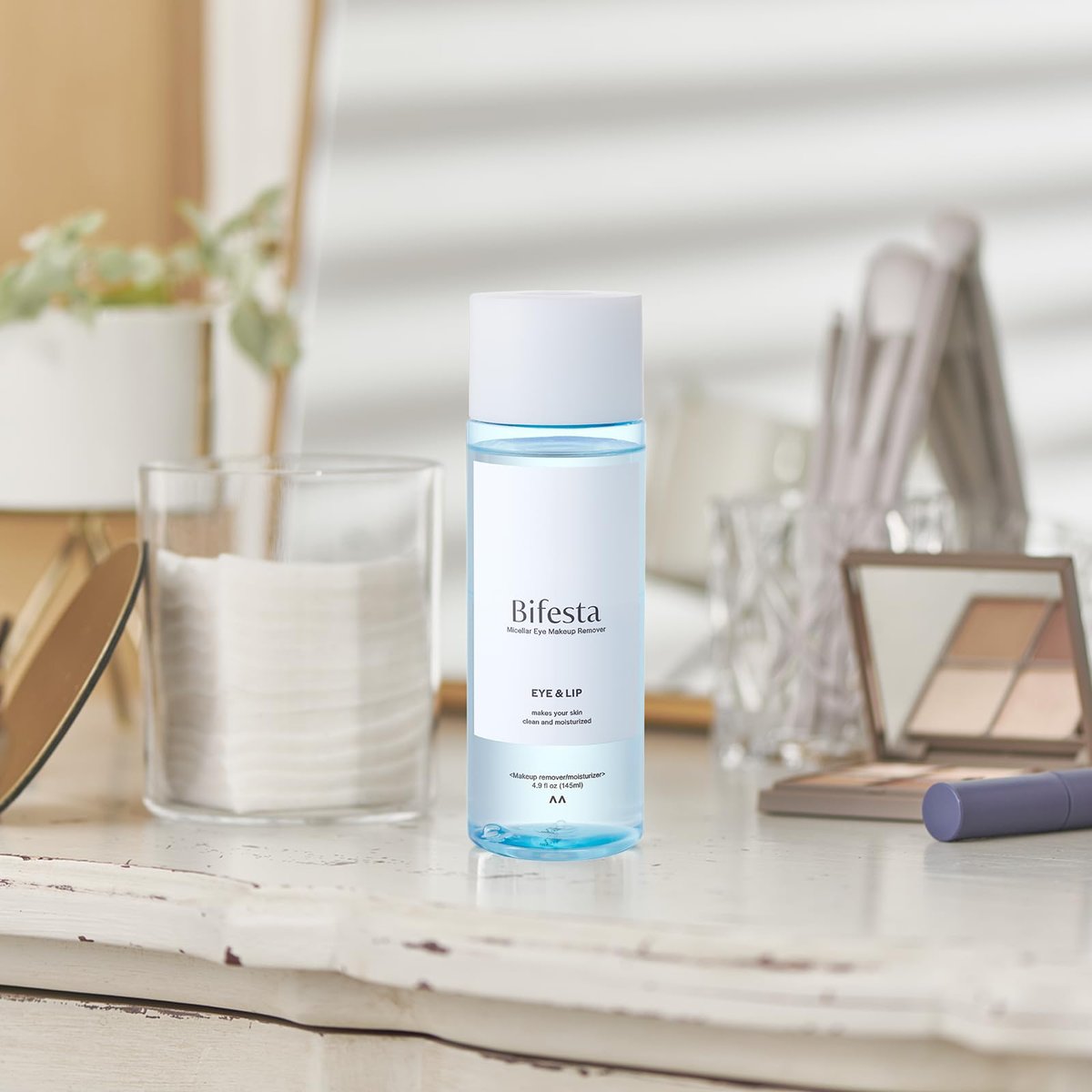 Bifesta Eye & Lip Micellar Makeup Remover 4.9 fl oz (145ml) – Dual-Phase Waterproof Makeup Remover, Non-Greasy, Fragrance-Free by MANDOM, Made in Japan Avelisse