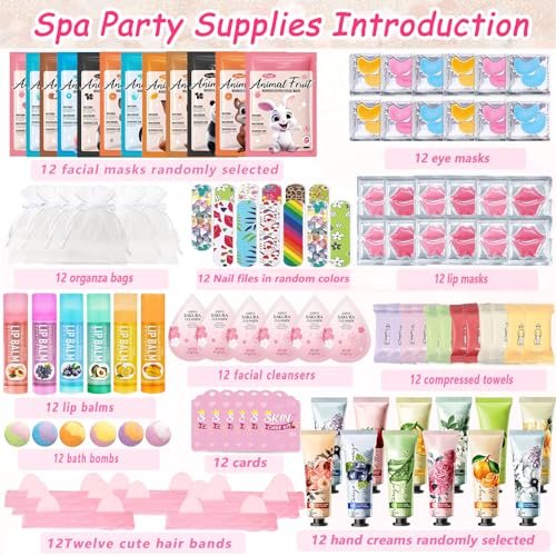144 PCS Spa Party Supplies for Women - Ultimate Spa Day Favors Kit with Face Masks, Lip Balm, Under Eye Patches, Foot Bath Bombs, Mother's Day Gifts, Self Care Essentials Avelisse