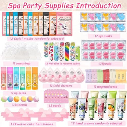 144 PCS Spa Party Supplies for Women - Ultimate Spa Day Favors Kit with Face Masks, Lip Balm, Under Eye Patches, Foot Bath Bombs, Mother's Day Gifts, Self Care Essentials Avelisse