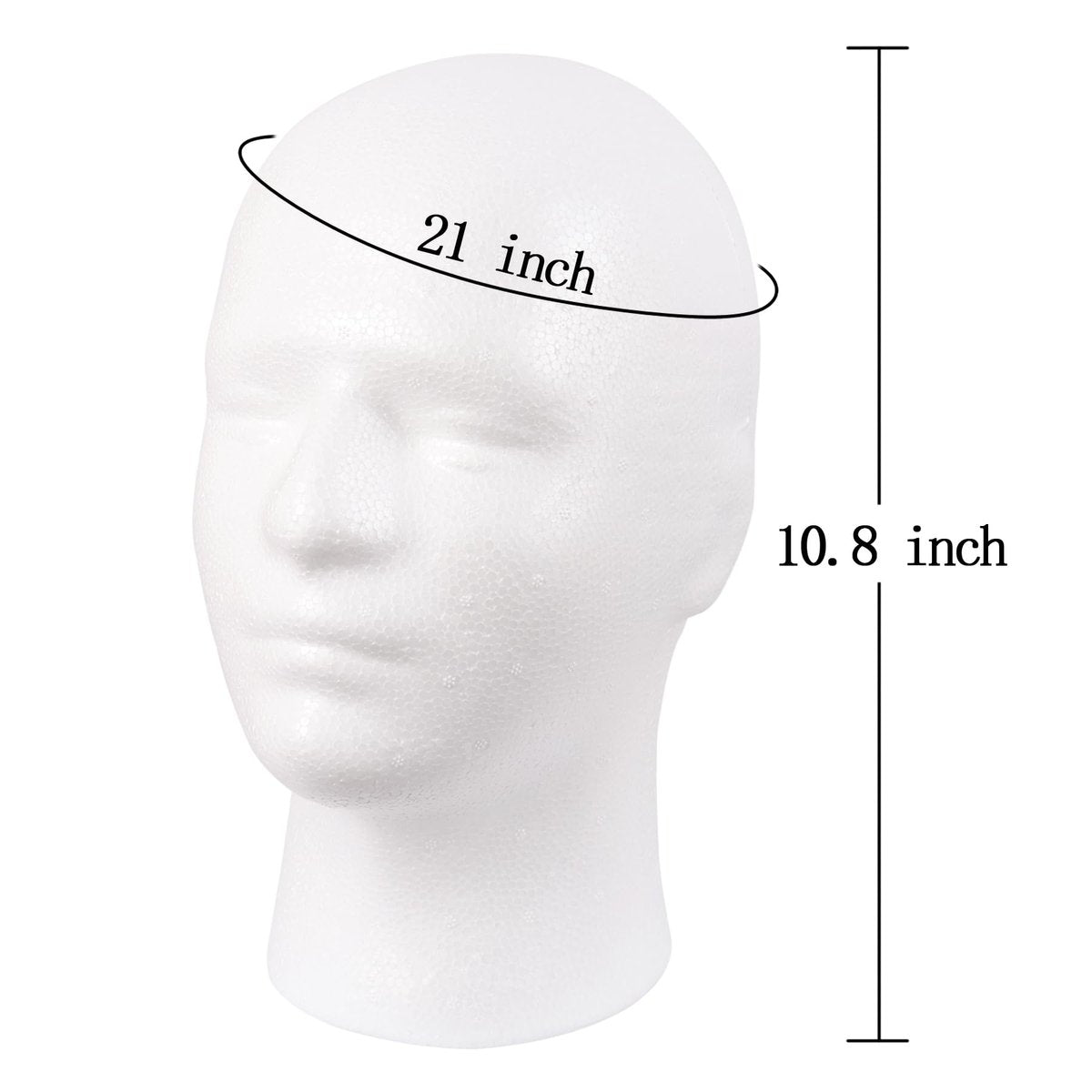 MapofBeauty Male Styrofoam Wig Display Head – White Foam Mannequin Head for Wig, Mask, Hat, and Makeup Display Avelisse