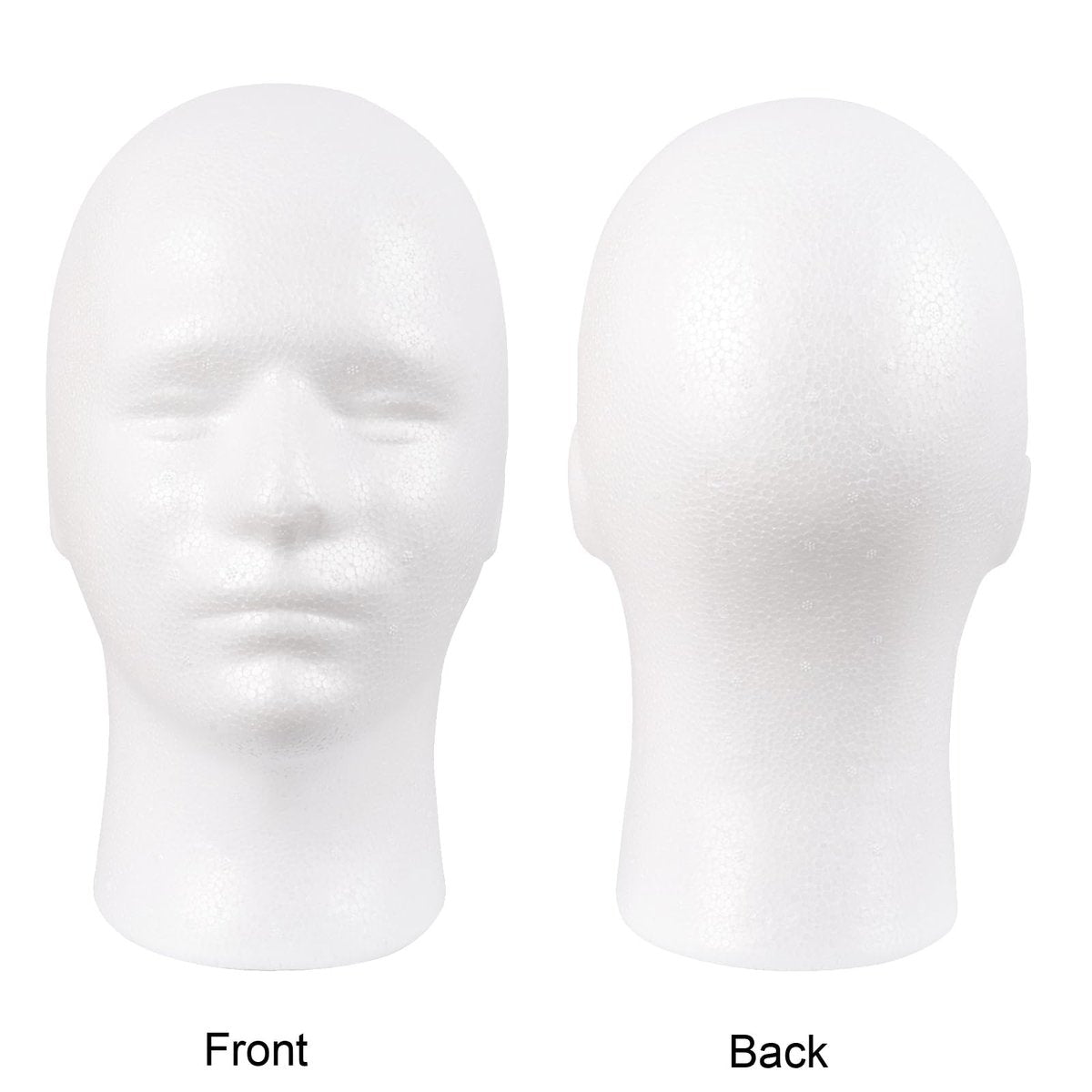MapofBeauty Male Styrofoam Wig Display Head – White Foam Mannequin Head for Wig, Mask, Hat, and Makeup Display Avelisse