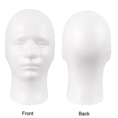 MapofBeauty Male Styrofoam Wig Display Head – White Foam Mannequin Head for Wig, Mask, Hat, and Makeup Display Avelisse