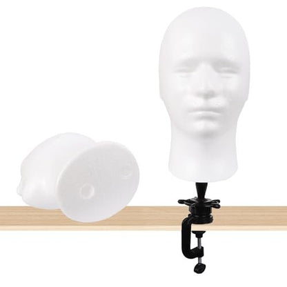 MapofBeauty Male Styrofoam Wig Display Head – White Foam Mannequin Head for Wig, Mask, Hat, and Makeup Display Avelisse