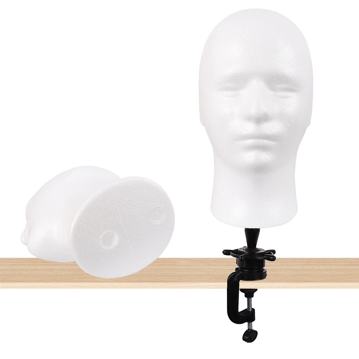 MapofBeauty Male Styrofoam Wig Display Head – White Foam Mannequin Head for Wig, Mask, Hat, and Makeup Display Avelisse
