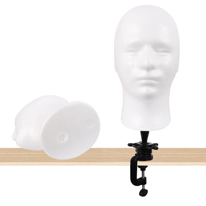 MapofBeauty Male Styrofoam Wig Display Head – White Foam Mannequin Head for Wig, Mask, Hat, and Makeup Display Avelisse
