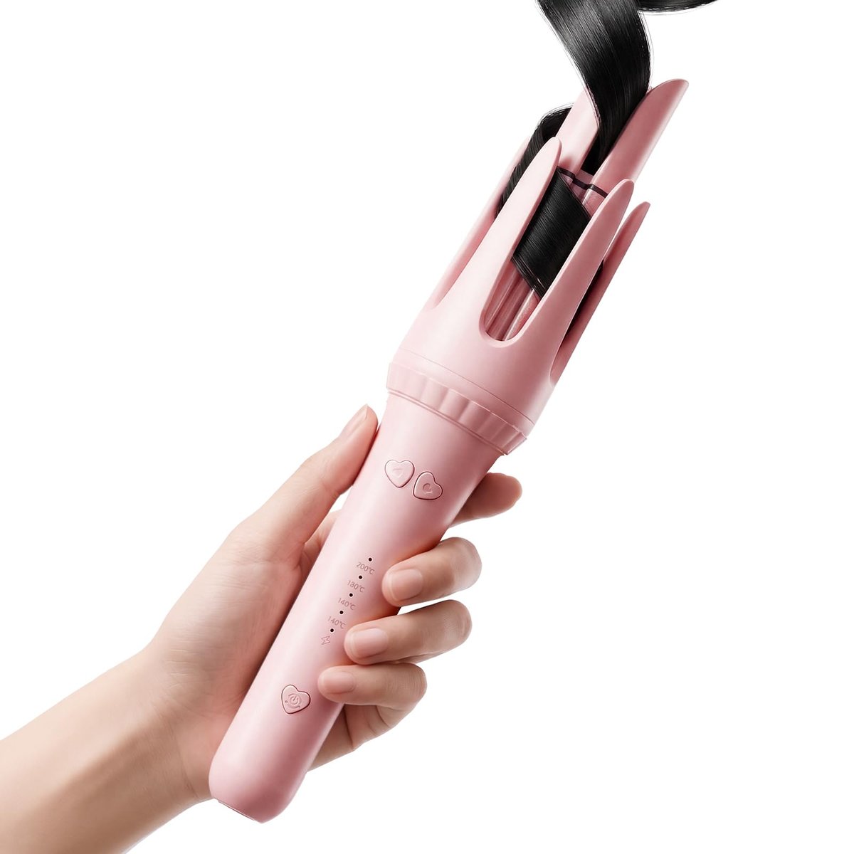 Dyhoo Auto Curling Iron 1.25 Inch - Rotating Hair Curler for Beach Waves, Anti-Scald & Anti-Tangle, Ceramic Curling Wand for Long Hair, Dual Voltage, Pink Avelisse