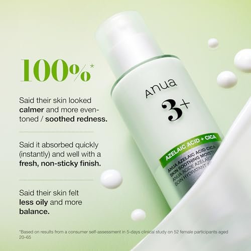 ANUA Azelaic Acid CICA Skin Soothing Moisturizer - Lightweight Redness Relief for Acne Prone Skin, Fragrance Free, Korean Skincare, 3.38 fl oz - görsel 4