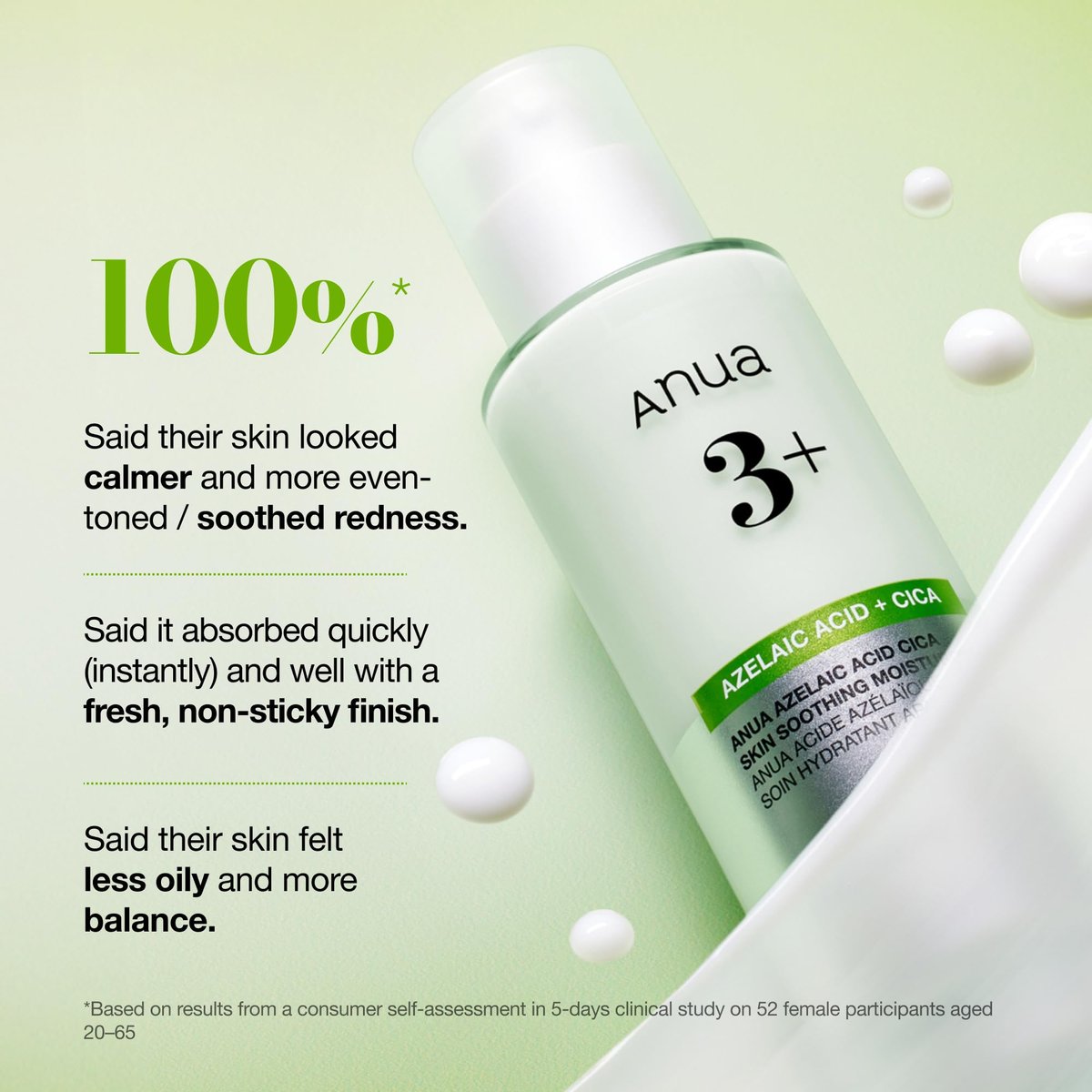 ANUA Azelaic Acid CICA Skin Soothing Moisturizer - Lightweight Redness Relief for Acne Prone Skin, Fragrance Free, Korean Skincare, 3.38 fl oz - görsel 3