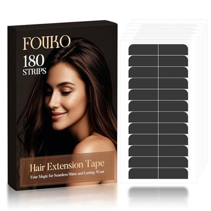 180 Pcs Hair Extension Tape – Strong Double Sided Adhesive Tape for Tape-In Hair Extensions (Black)