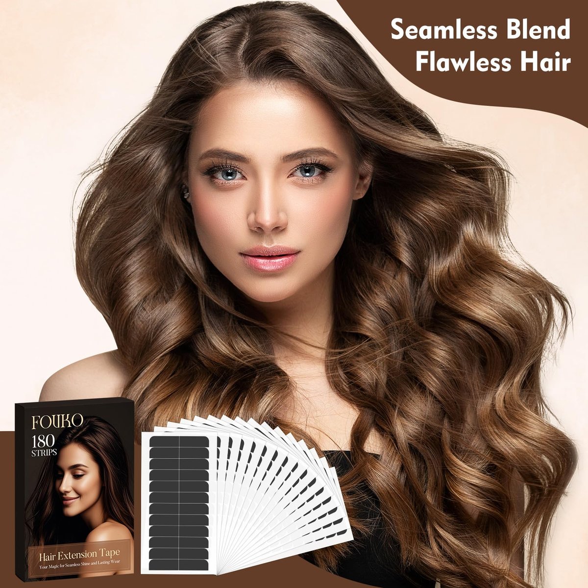 180 Pcs Hair Extension Tape – Strong Double Sided Adhesive Tape for Tape-In Hair Extensions (Black) - görsel 13