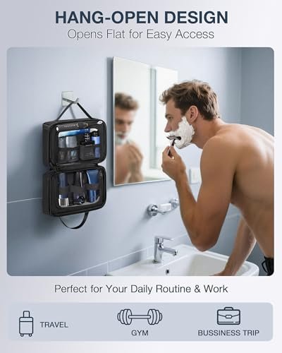 Marscamd Toiletry Bag with Travel Cube – Water-Resistant Nylon Men's Hygiene Organizer for Shaving & Shower Essentials, Black Avelisse