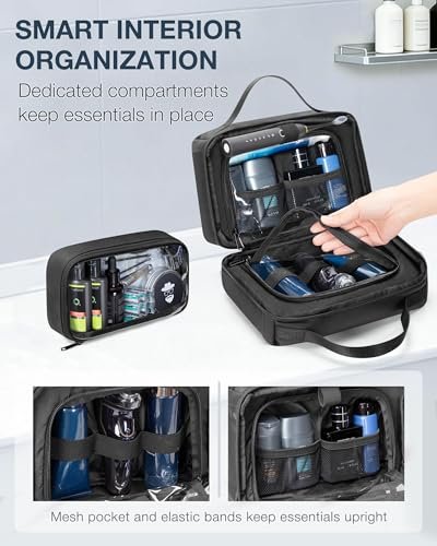 Marscamd Toiletry Bag with Travel Cube – Water-Resistant Nylon Men's Hygiene Organizer for Shaving & Shower Essentials, Black Avelisse
