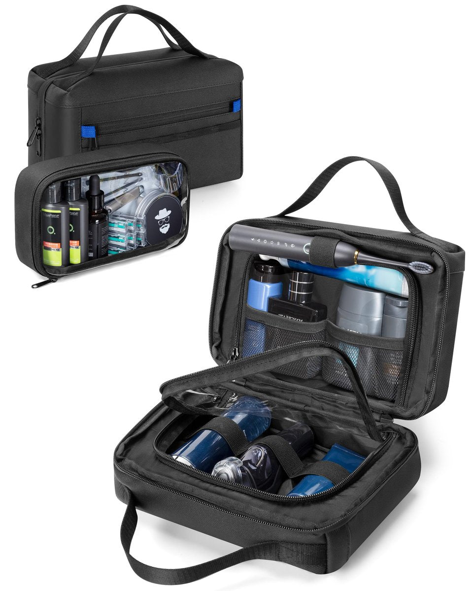 Marscamd Toiletry Bag with Travel Cube – Water-Resistant Nylon Men's Hygiene Organizer for Shaving & Shower Essentials, Black Avelisse