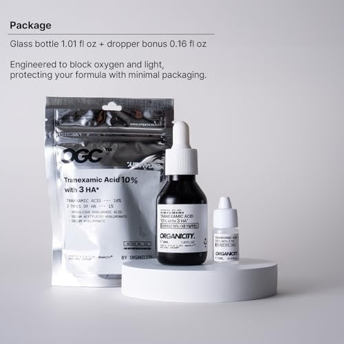 Organicity Tranexamic Acid 10% + 3 Types of Hyaluronic Acid 1% Facial Serum – Korean Skin Care for Dark Spots, Hyperpigmentation & Even Skin Tone (1.17 Fl Oz) Avelisse