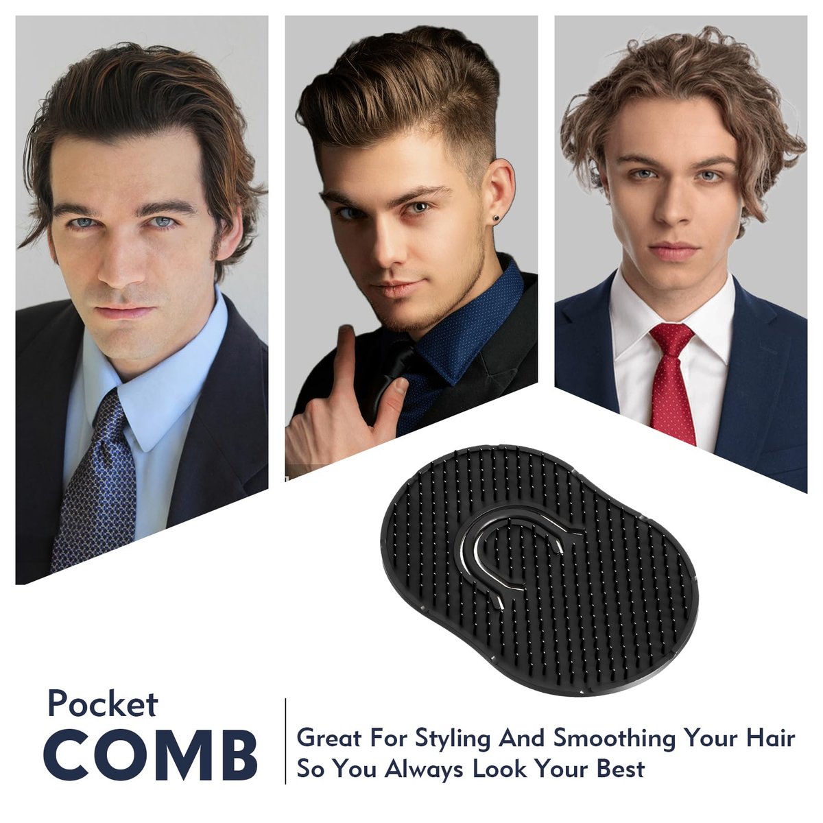 12-Pack Pocket Combs for Men - Soft Portable Hand Comb for Shampoo, Scalp, Beard Massage - FOVKO - görsel 5