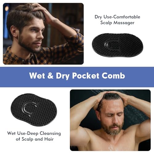 12-Pack Pocket Combs for Men - Soft Portable Hand Comb for Shampoo, Scalp, Beard Massage - FOVKO - görsel 12