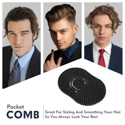 12-Pack Pocket Combs for Men - Soft Portable Hand Comb for Shampoo, Scalp, Beard Massage - FOVKO